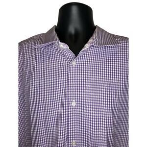 ROBERT GRAHAM Long Sleeve Flip Cuff Shirt 3XL 48 19 Skull Purple Plaid Star